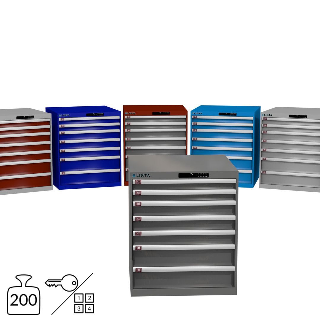 Lista Schubladenschrank - 14.409.010 - 850x717x725 mm (HxBxT) - 7 Schubladen - 75 kg - Key Lock - lichtblau (RAL 5012)