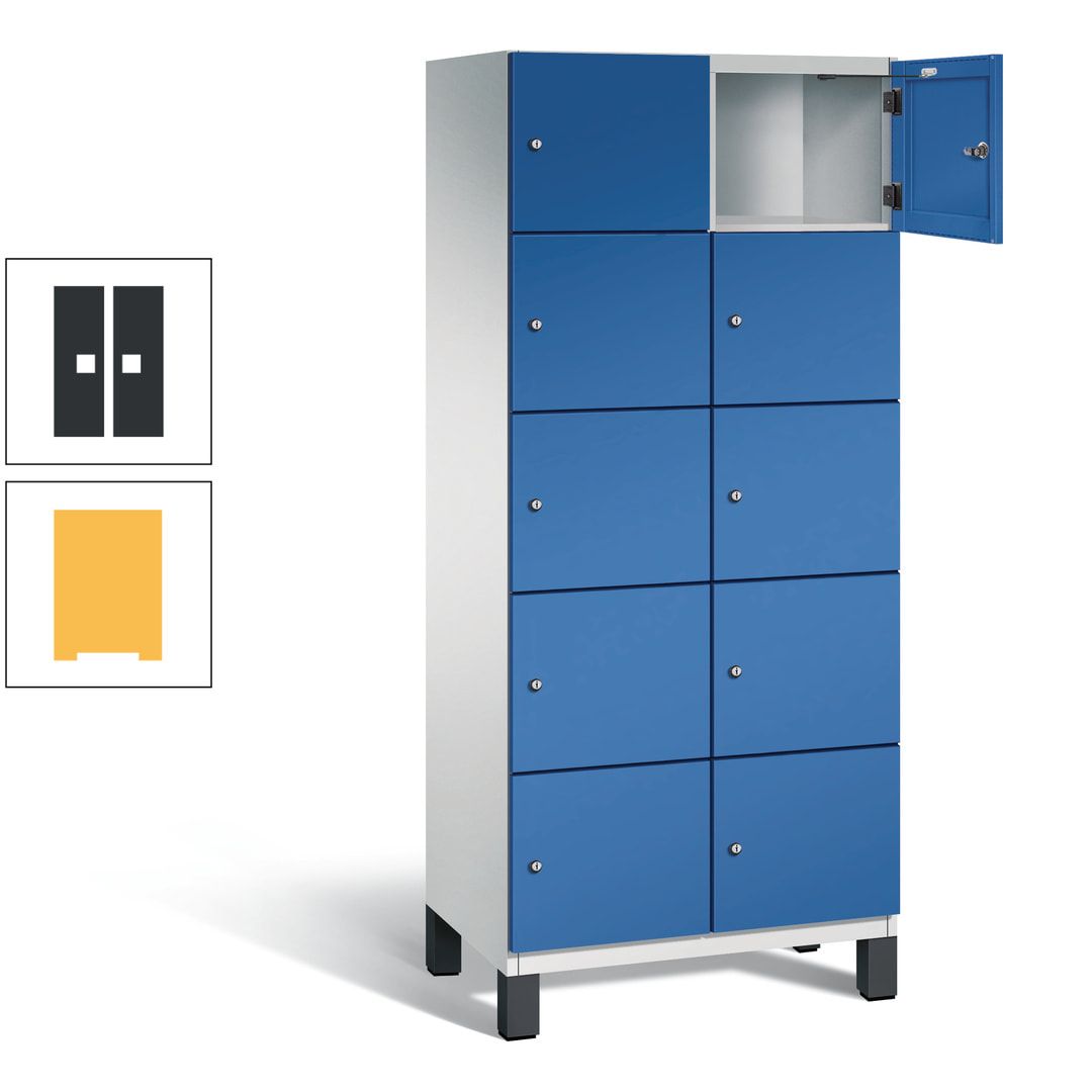Fächerschrank, Stahlschrank, 10 Fächer, Türöffnungsbegrenzer, Füße, 1.980 x 800 x 525 mm (HxBxT), Korpus anthrazitgrau, Front anthrazitgrau