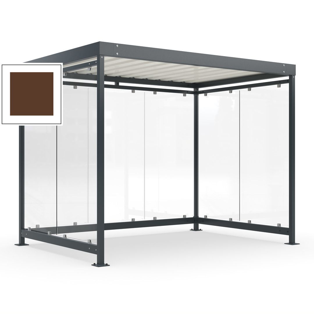 Raucherunterstand, Bausatz, Fahrgastunterstand, Bushaltestelle, 2.510 x 3.180 x 2.165 mm (HxBxT), 7 Wände, Achatgrau