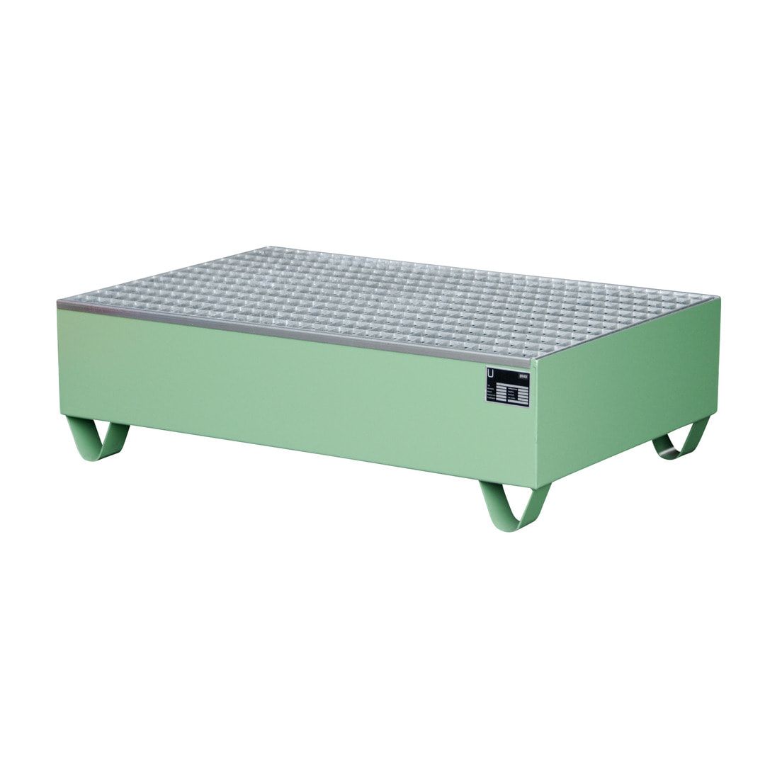 Auffangwanne - 1.200 x 800 mm (BxT) - 215 l - Füße - Gitterrost - feuerrot