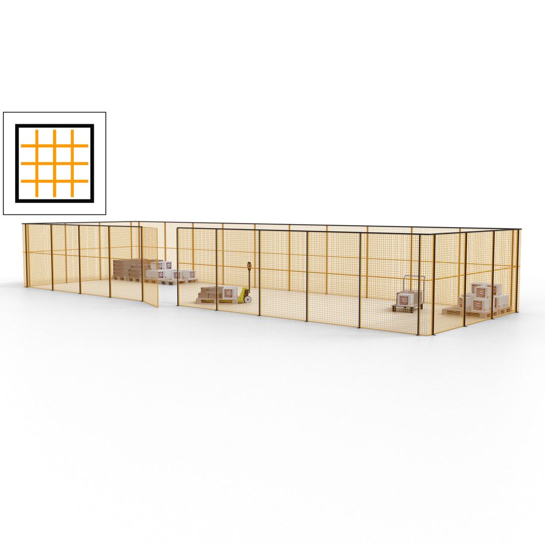 Maschinen Schutzgitter - Hallentrennwand - Sicherheitszaun - Tür - 39 m - 2.200 x 15.400 x 4.900 mm (HxBxT) - enzianblau