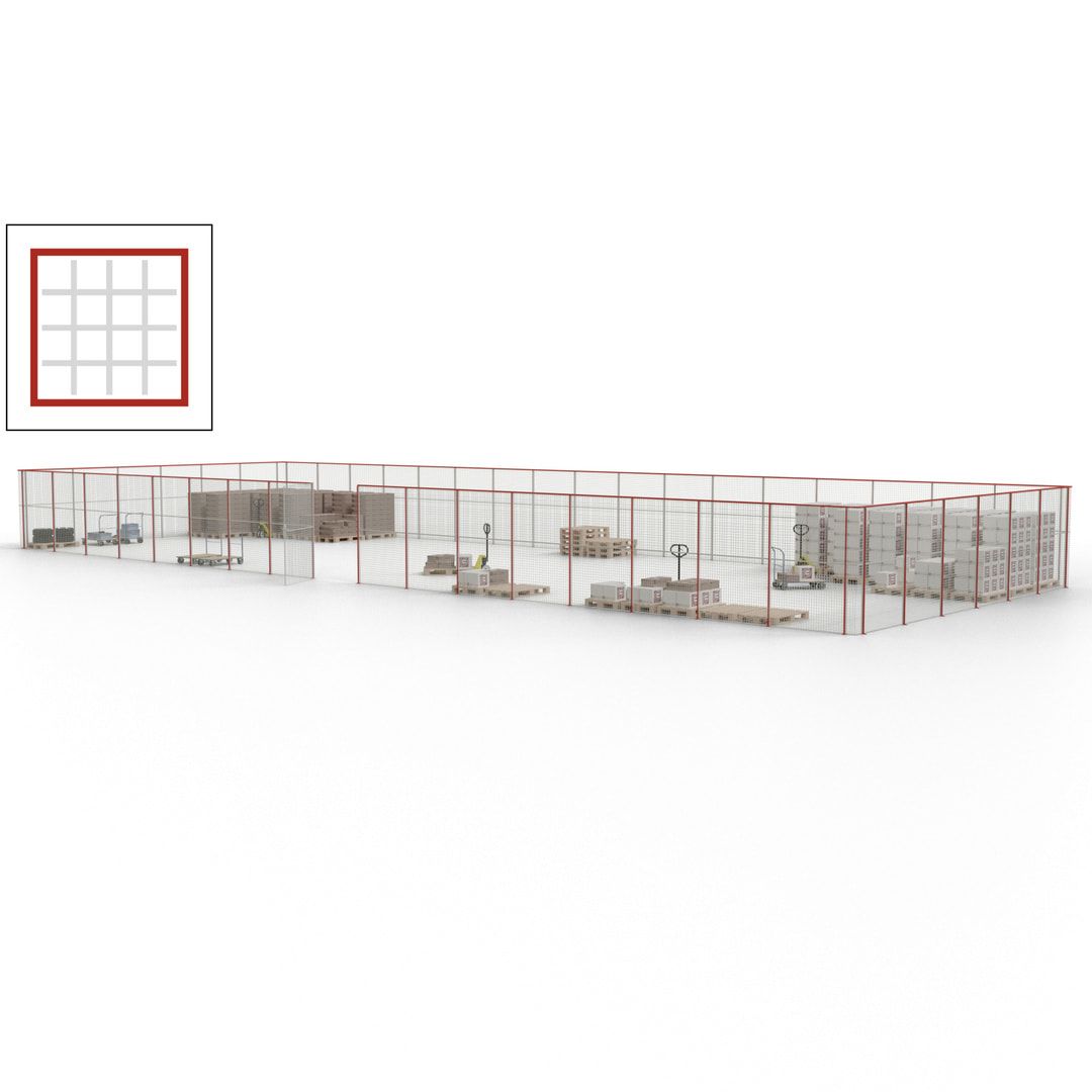 Maschinen Schutzgitter - Hallentrennwand - Sicherheitszaun - Tür - 69 m - 2.200 x 19.900 x 15.400 mm (HxBxT) - enzianblau
