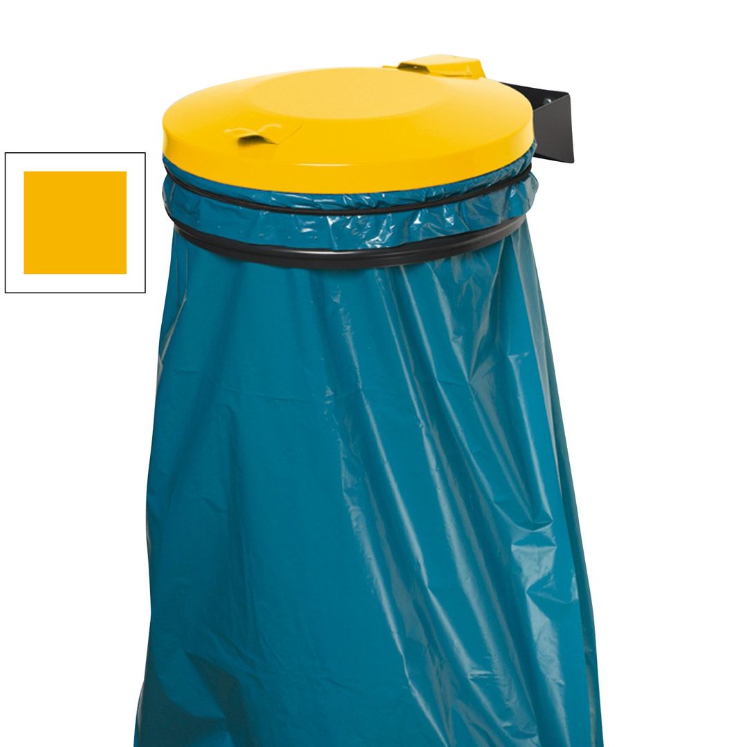 Müllsackhalter - Deckel, enzianblau - Einwurföffnung 395 mm - 190 x 425 x 560 mm (HxBxT) - schwarzgrau