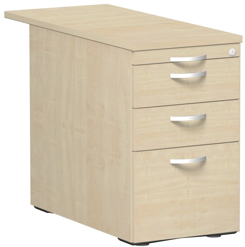 Standcontainer, Hängeregistratur, 2 Schubladen, Ordnungsfach, 720 x 438 x 800 (1.000) mm (HxBxT), Front Ahorn, Oberboden Ahorn, Korpus Ahorn