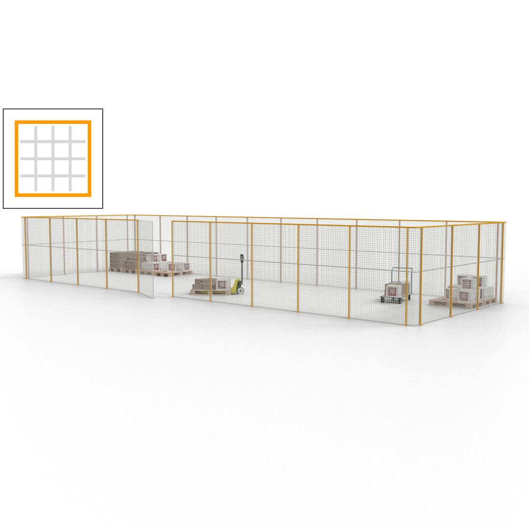 Maschinen Schutzgitter - Hallentrennwand - Sicherheitszaun - Tür - 39 m - 2.200 x 15.400 x 4.900 mm (HxBxT) - enzianblau
