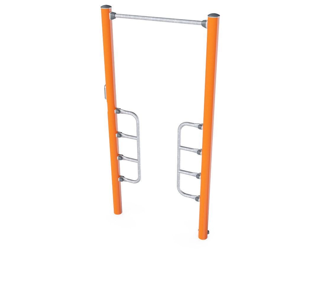 Push Up- und Pull Up-Station, 4 Höhen, Street Workout, Liegestütze, Klimmzüge, Fitness-App, pulverbeschichtet, 2.400 x 120 x 1.190 mm (HxBxT), Grau