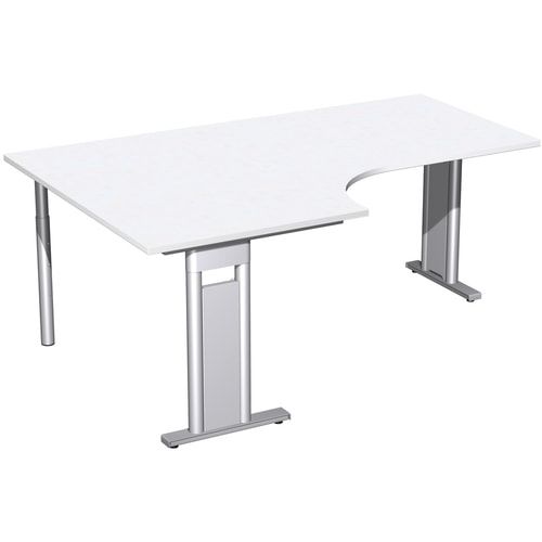 Eckschreibtisch, Eckteil 800 mm, Ecke links, Füße einseitig verkürzt, C-Fuß Pro, 720 x 1.600 x 1.200 mm (HxBxT), Gestell silber, Dekor Ahorn