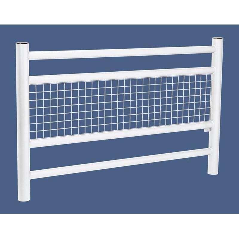 Geländer 2 Stahlrohre und Gitter - 1.000 x 1.572 mm - Pfosten mit Edelstahlkopf - Farbe enzianblau - Außengeländer Systemgeländer