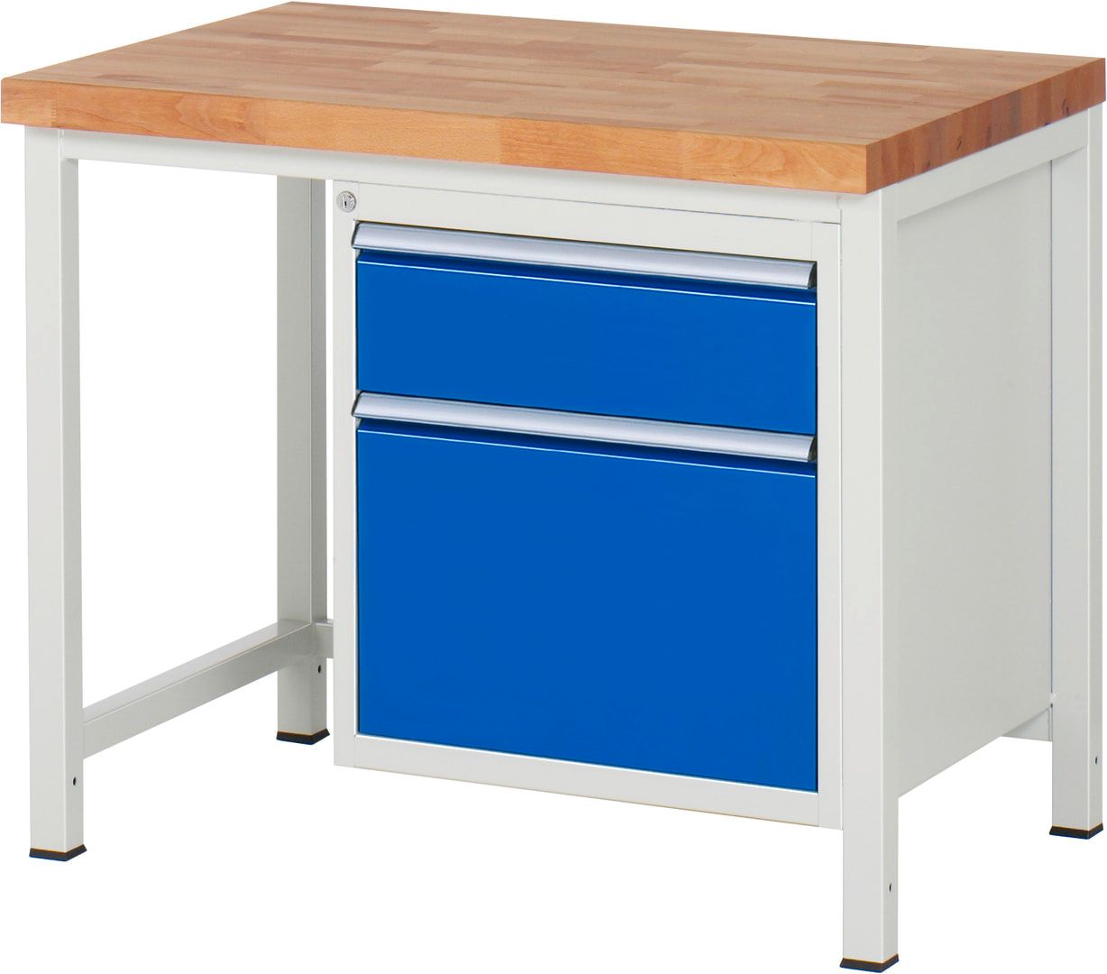 Werkbank - 2 Schubladen - Teilauszug - 180:1 / 360:1 - Höhe 840-1.040 mm - 1.000 x 700 mm - 1.250 kg - Buche - Anthrazitgrau