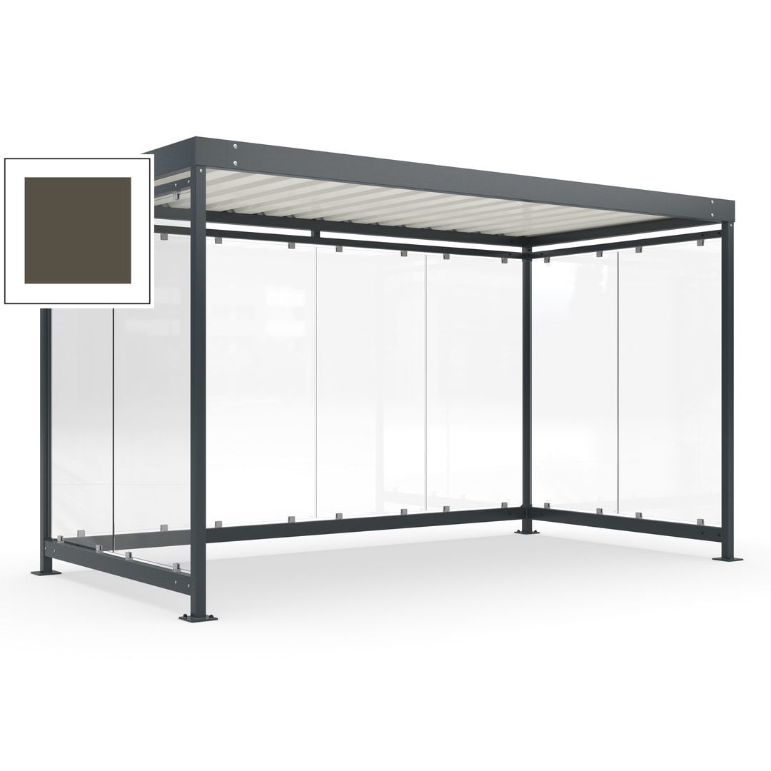 Fahrradunterstand, Fahrgastunterstand, Bushaltestelle, Bausatz, 12-13 Personen, 2.510 x 4.195 x 2.165 mm (HxBxT), 8 Wände, Achatgrau