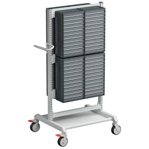 Fahrwagen, Magazinwagen, für 8 Kleinteilemagazine, 1.600 x 780 x 715 mm (HxBxT), Farbe lichtgrau