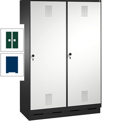 Doppel-Spind, Garderobenschrank, 2 Türen für 4 Abteile a 300 mm, Korpus anthrazitgrau, Türen anthrazitgrau, 1.800 x 1.200 x 500 mm (HxBxT)