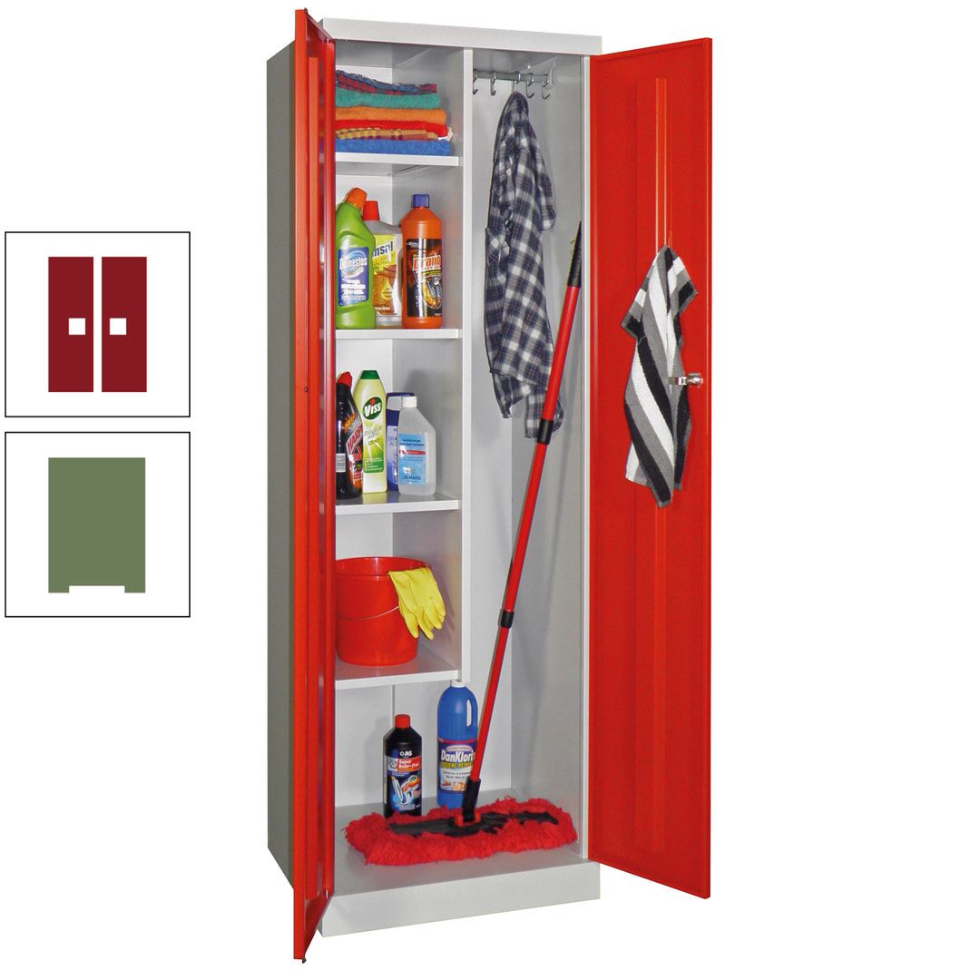 Putzschrank mit Sockel - 1 Abteil mit Trennwand - 1.800x600x500 mm (HxBxT) - Zylinderschloss - anthrazitgrau