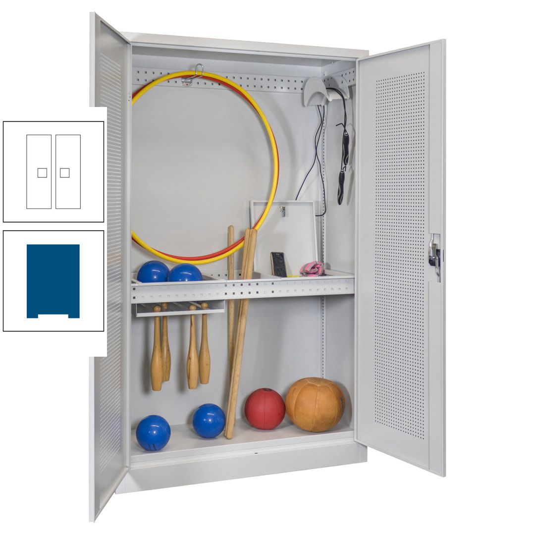Sportschrank - Lochfeldtüren - Variante 1 - 1.950x1.200x500 mm (HxBxT) - anthrazitgrau