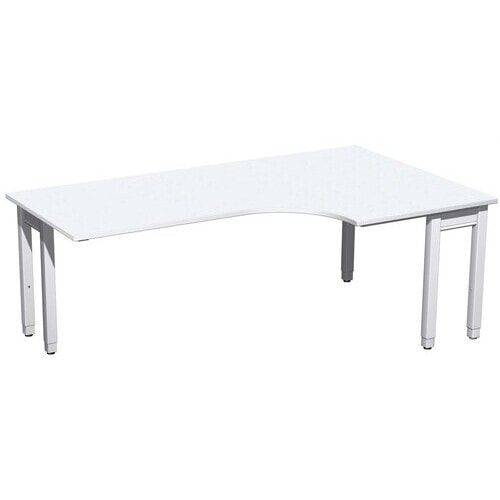 Eckschreibtisch, Eckteil 800 mm, rechts, einseitig verkürzt, 4-Fuß Quadrat Pro, höhenverstellbar, 680-800 x 1.600 x 1.200 mm (HxBxT), Dekor Ahorn