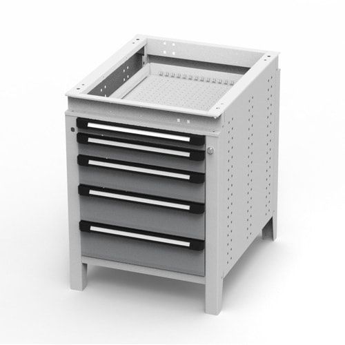 OTTOKIND Werkbank - Arbeitsplatte bündig - 850 x 605 x 750 mm (HxBxT) - 5 Schubladen - lichtgrau