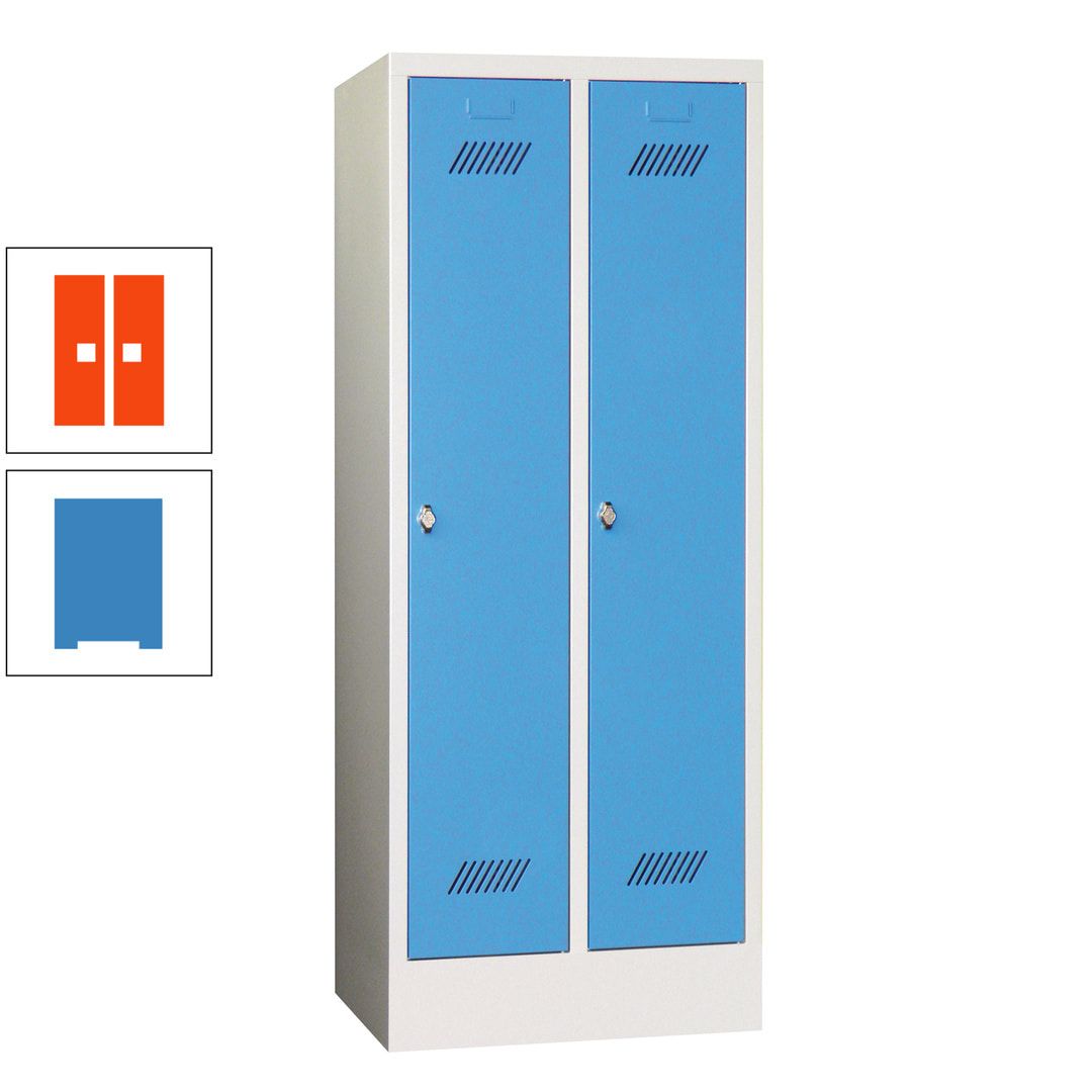 Spindschrank f. Schulen - mit Sockel - Höhe 1.600 mm - 2 Abteile a 300 mm - Drehriegel - anthrazitgrau