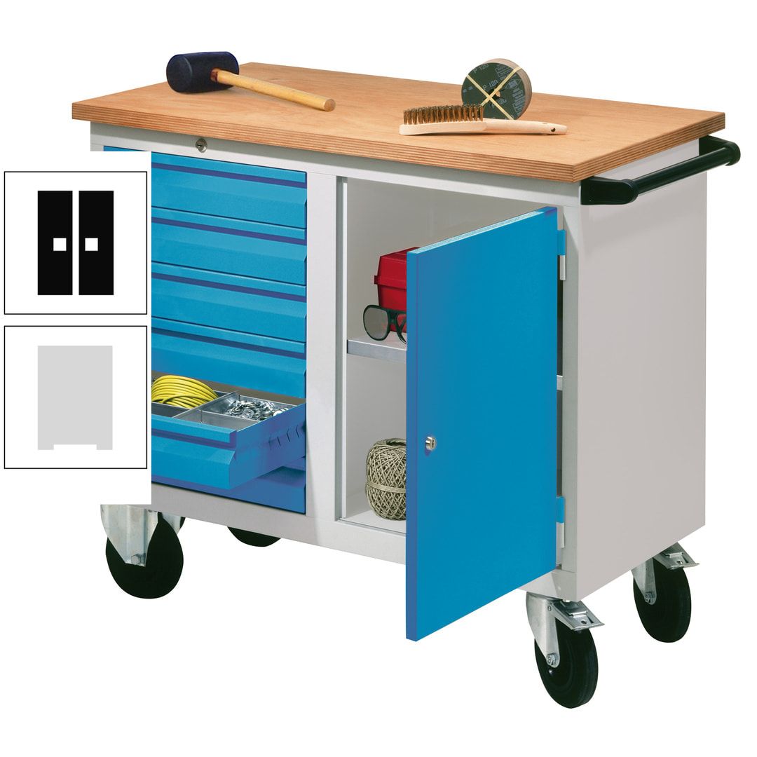 Mobile Werkbank - Werkstattwagen - 915 x 1.090 x 600 mm - 6 Schubladen und Schrankfach - anthrazitgrau