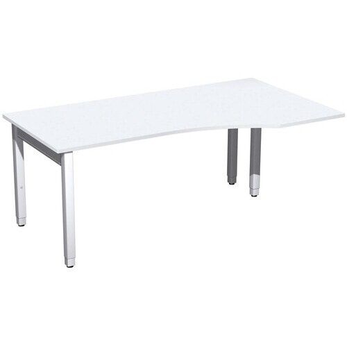 Eckschreibtisch, Ecke rechts, Füße einseitig verkürzt, 4-Fuß Quadrat Pro, höhenverstellbar, 680-800 x 1.600 x 1.000 mm (HxBxT), Dekor Ahorn