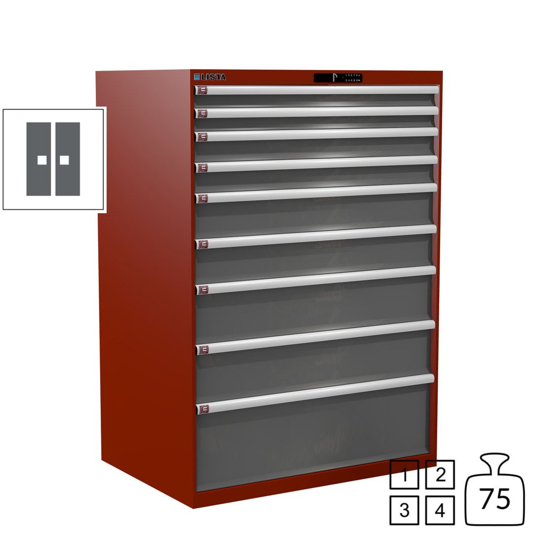 Lista Schubladenschrank - 12.550.010 - 1.450x1.023x725 mm (HxBxT) - 9 Schubladen - 200 kg - Key Lock - lichtblau (RAL 5012)