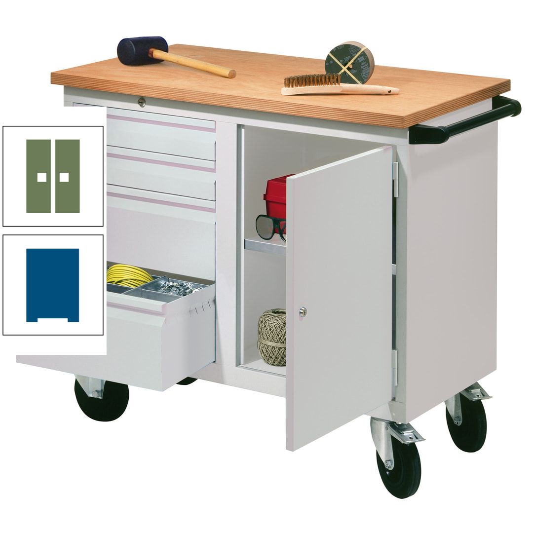Mobile Werkbank - Werkstattwagen - 915 x 1.090 x 600 mm - 4 Schubladen und Schrankfach - anthrazitgrau