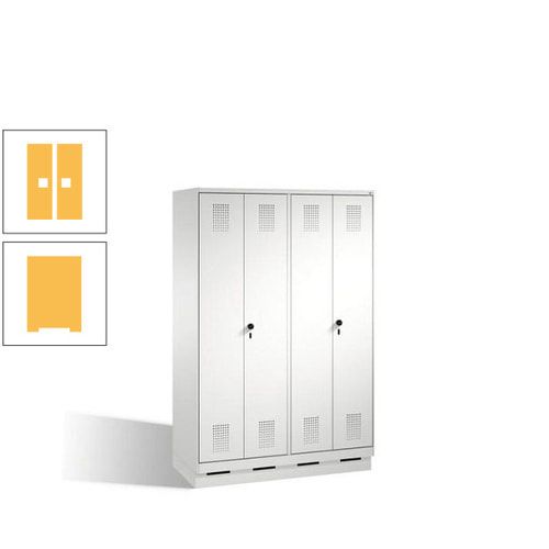 Doppel-Spind, Doppeltüren, Garderobenschrank mit Sockel, 4 Abteile a 300 mm, Korpus anthrazitgrau, Tür anthrazitgrau, 1.800 x 1.200 x 500 mm (HxBxT)