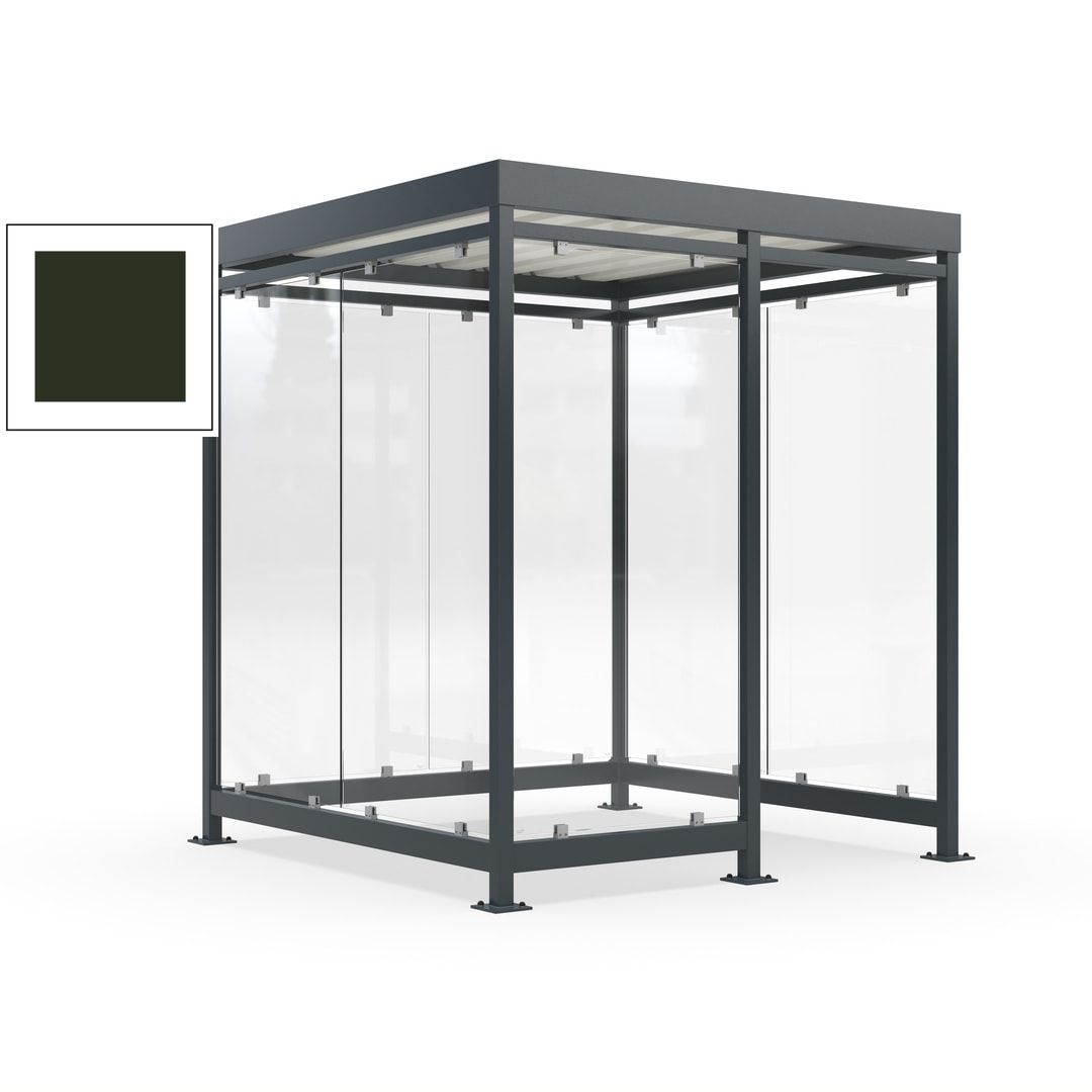 Raucherunterstand, Bushaltestelle, 7 Wände, 6-7 Personen, 2.510 x 2.165 x 2.165 mm (HxBxT), Farbe Achatgrau