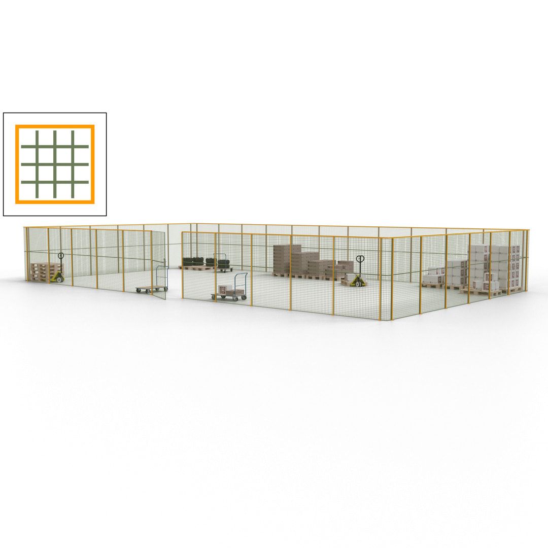 Maschinen Schutzgitter - Hallentrennwand - Sicherheitszaun - Tür - 51 m - 2.200 x 16.900 x 9.400 mm (HxBxT) - enzianblau