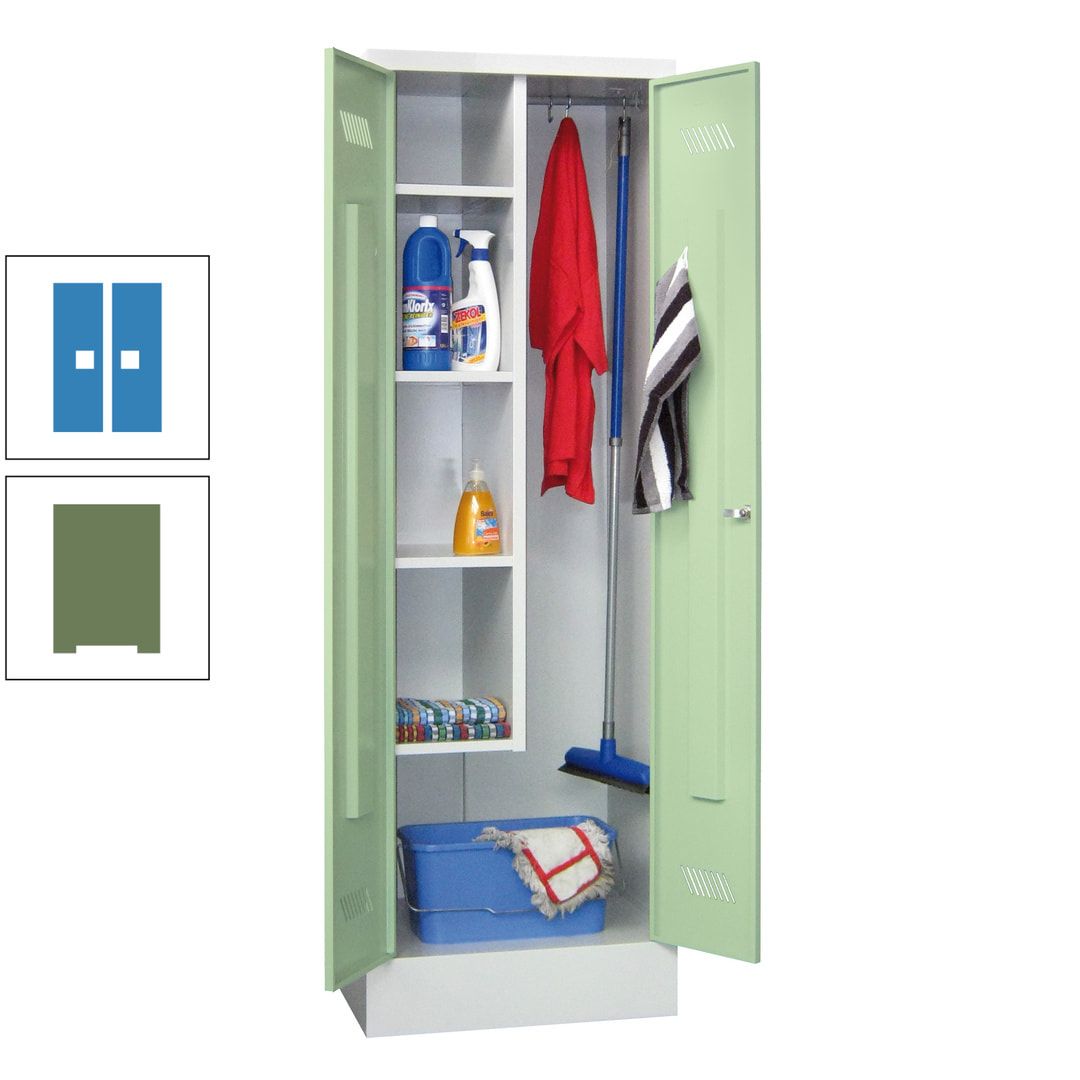 Putzschrank mit Sockel - 1 Abteil mit Trennwand - 1.850x600x500 mm (HxBxT) - Drehriegel - anthrazitgrau