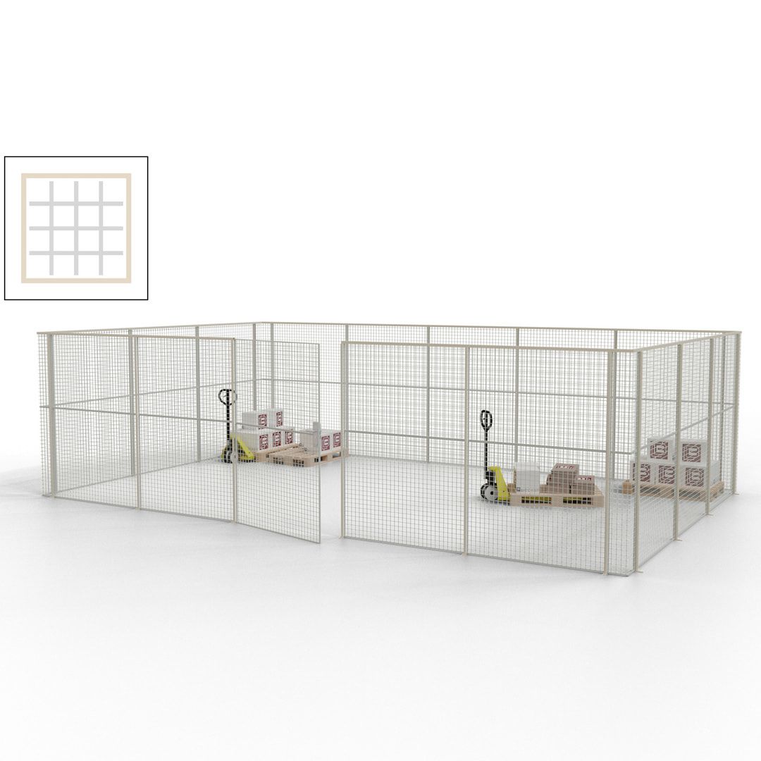 Maschinen Schutzgitter - Hallentrennwand - Sicherheitszaun - Tür - 22 m - 2.200 x 7.900 x 4.900 mm (HxBxT) - enzianblau