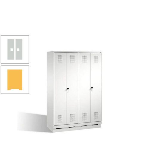 Doppel-Spind, Doppeltüren, Garderobenschrank mit Sockel, 4 Abteile a 300 mm, Korpus anthrazitgrau, Tür anthrazitgrau, 1.800 x 1.200 x 500 mm (HxBxT)