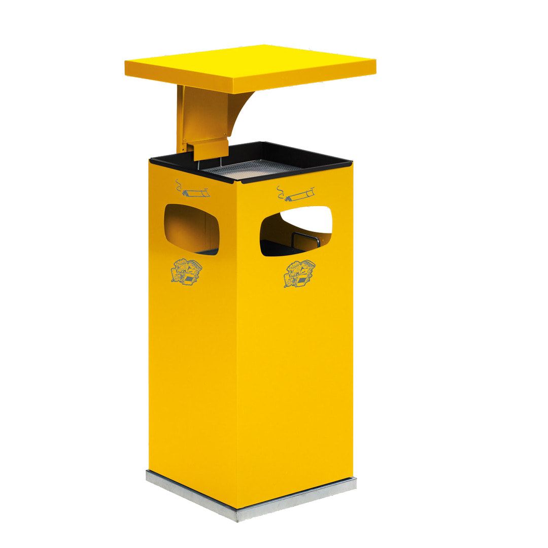 Abfallbehälter-Aschenbecher für Außen (HxBxT)910x395x395 mm - Farbe enzianblau