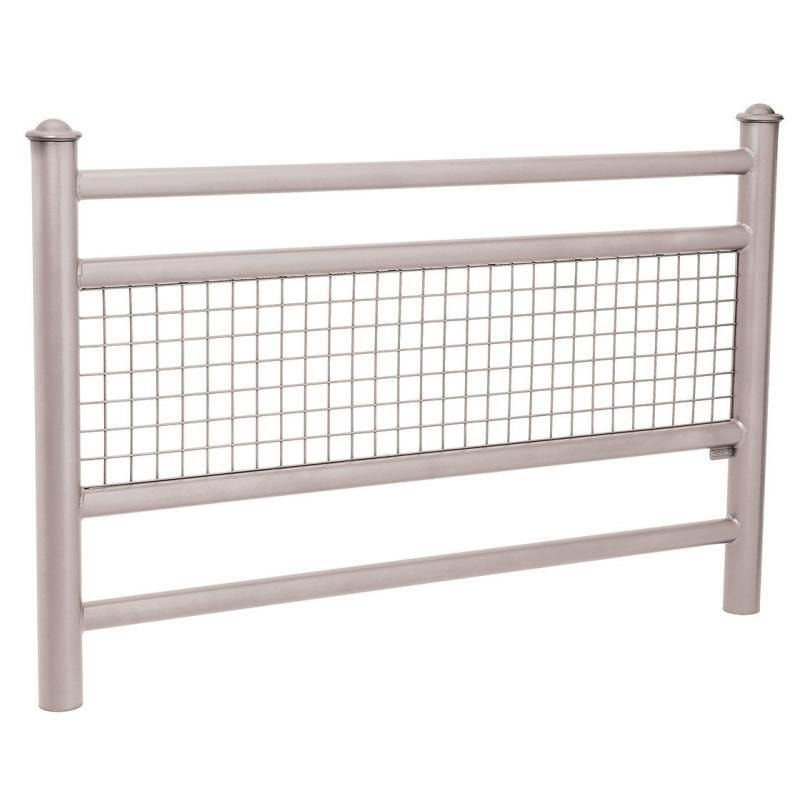 Geländer 2 Stahlrohre und Gitter - 1.000 x 1.572 mm - Pfosten mit Edelstahlkopf - Farbe enzianblau - Außengeländer Systemgeländer