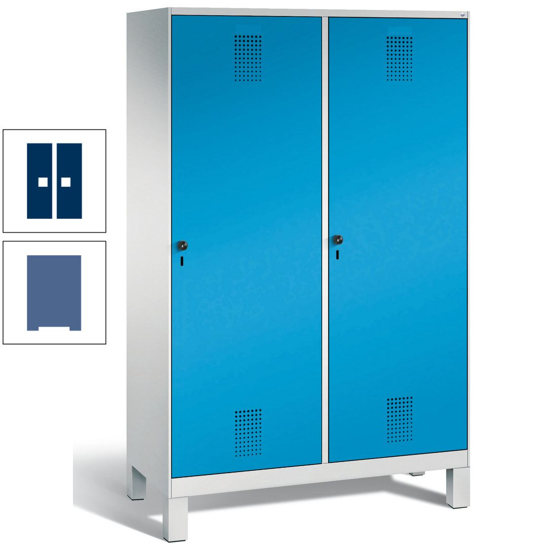 Doppel-Spind, Garderobenschrank, 2 Türen für 4 Abteile a 300 mm, Korpus anthrazitgrau, Türen anthrazitgrau, 1.850 x 1.200 x 500 mm (HxBxT)