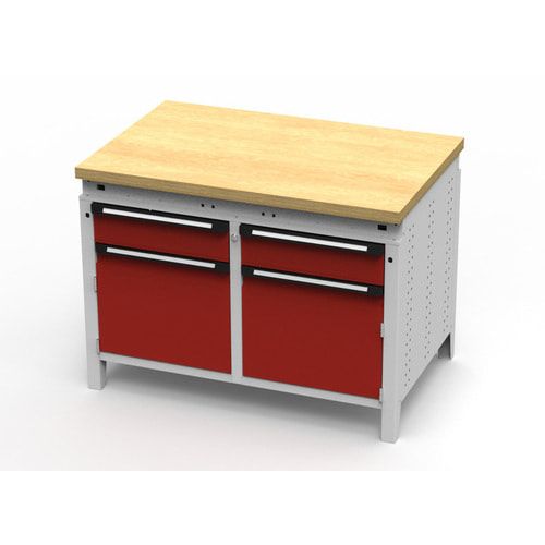 OTTOKIND Werkbank - bündige Arbeitsplatte - 850 x 1.150 x 750 mm (HxBxT) - 2 Schubladen - 2 Schränke - lichtgrau