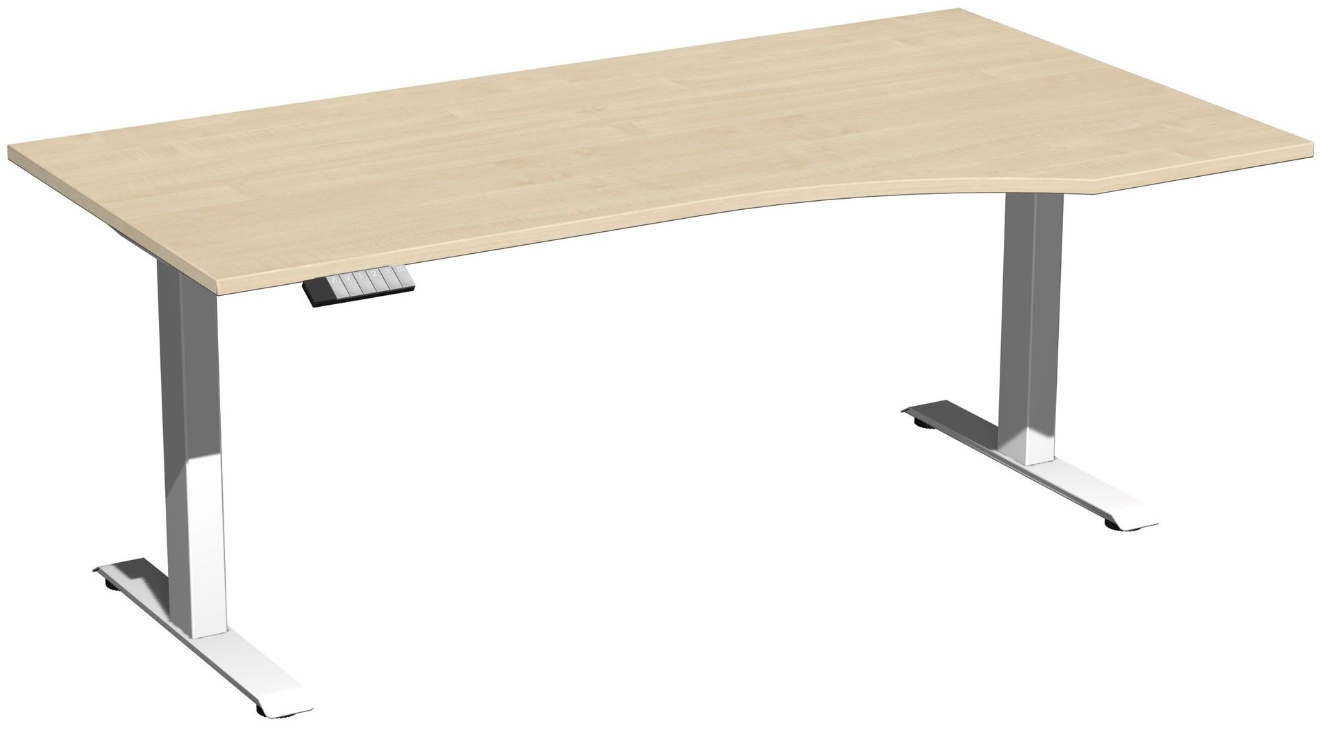 Eckschreibtisch, Ecke rechts, Elevate Basic, elektronisch höhenverstellbar, 730 - 1.230 x 1.800 x 1.000 mm (HxBxT), Gestell anthrazit, Dekor Ahorn