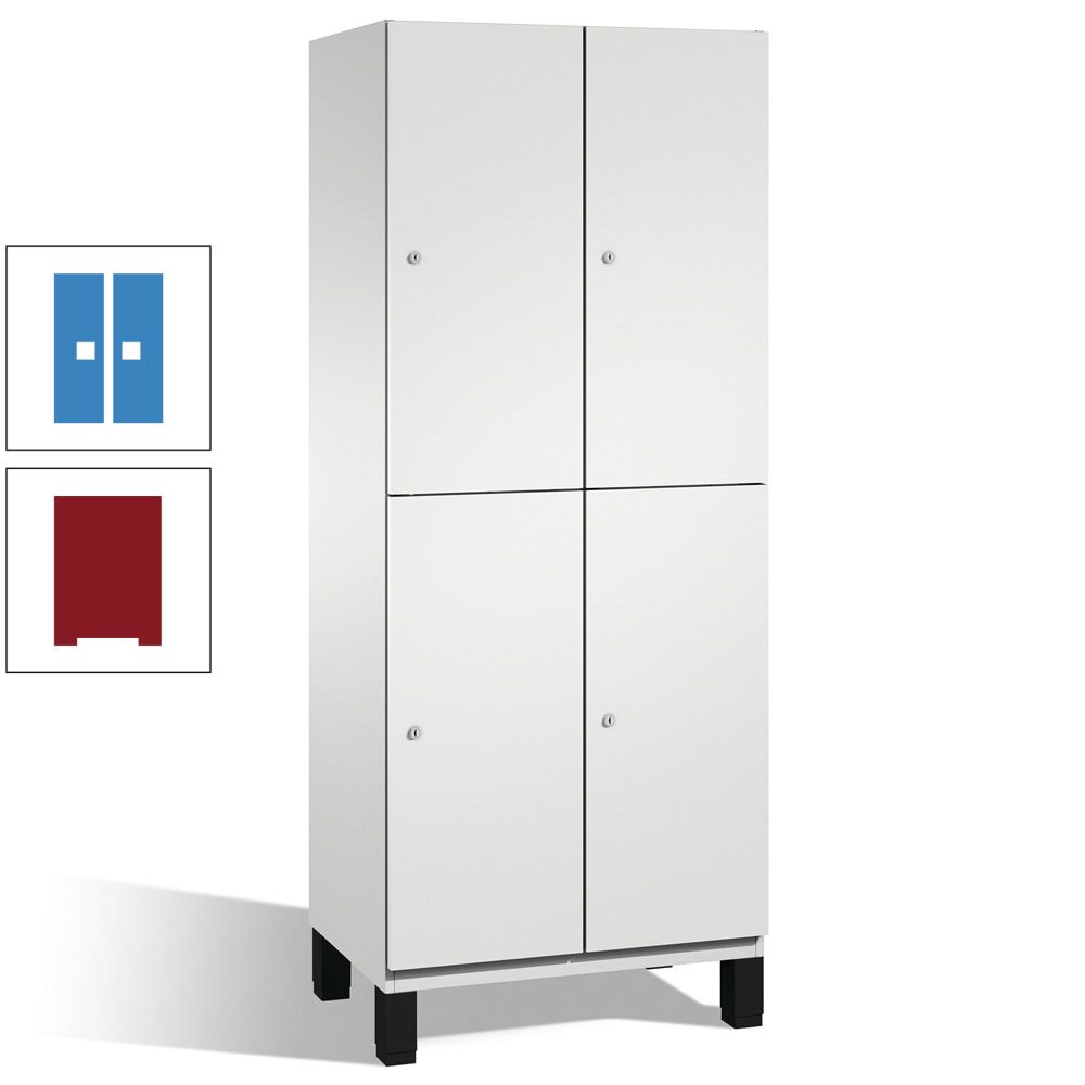 Fächerschrank, Stahlschrank, doppelstöckig, 4 Fächer, Füße, Korpus anthrazitgrau, Tür anthrazitgrau, 1.980 x 600 x 525 mm (HxBxT)