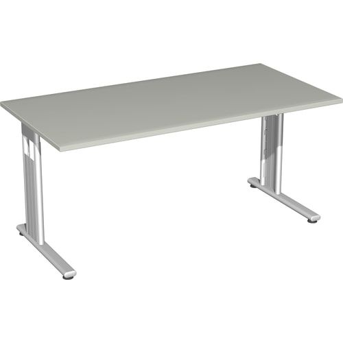 Schreibtisch mit einseitig verkürzt Füßen - C-Fuß Flex - Bürotisch - Konferenztisch - 720 x 1.200 x 800 mm (HxBxT) - Dekor Ahorn - Gestell silber