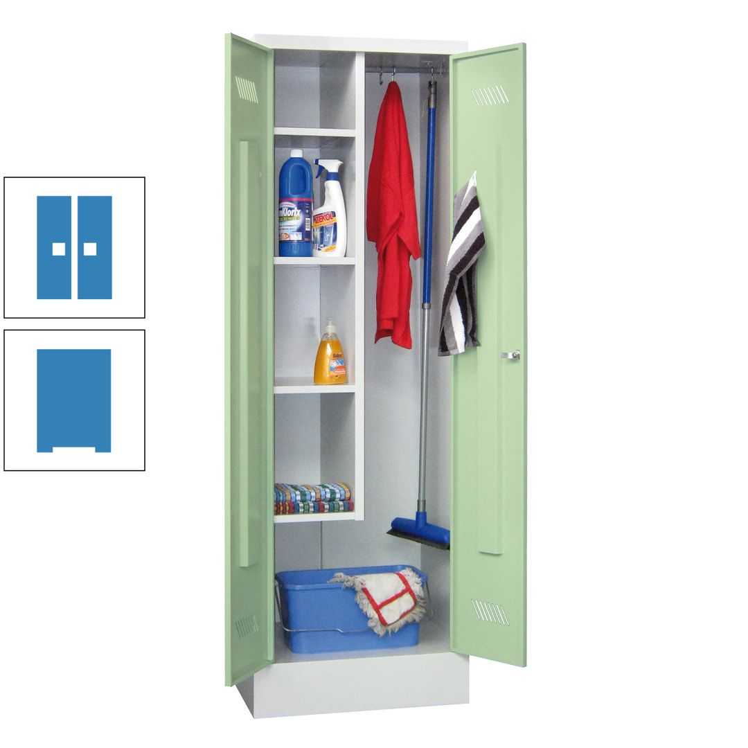 Putzschrank mit Sockel - 1 Abteil mit Trennwand - 1.850x600x500 mm (HxBxT) - Drehriegel - anthrazitgrau