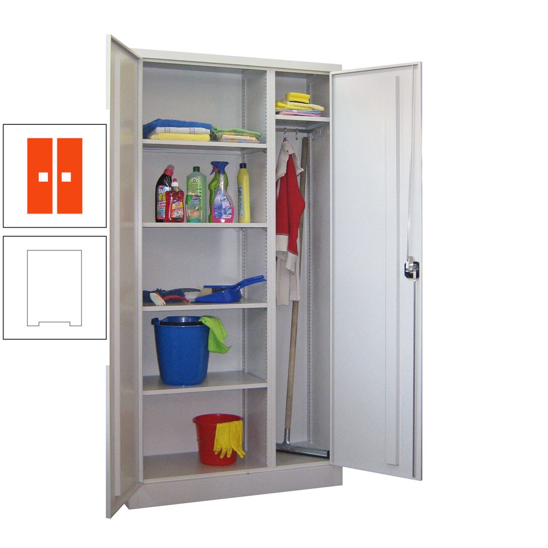 Putzschrank mit Trennwand - 1.950x1.000x400 mm (HxBxT) - Böden pulverbeschichtet - anthrazitgrau