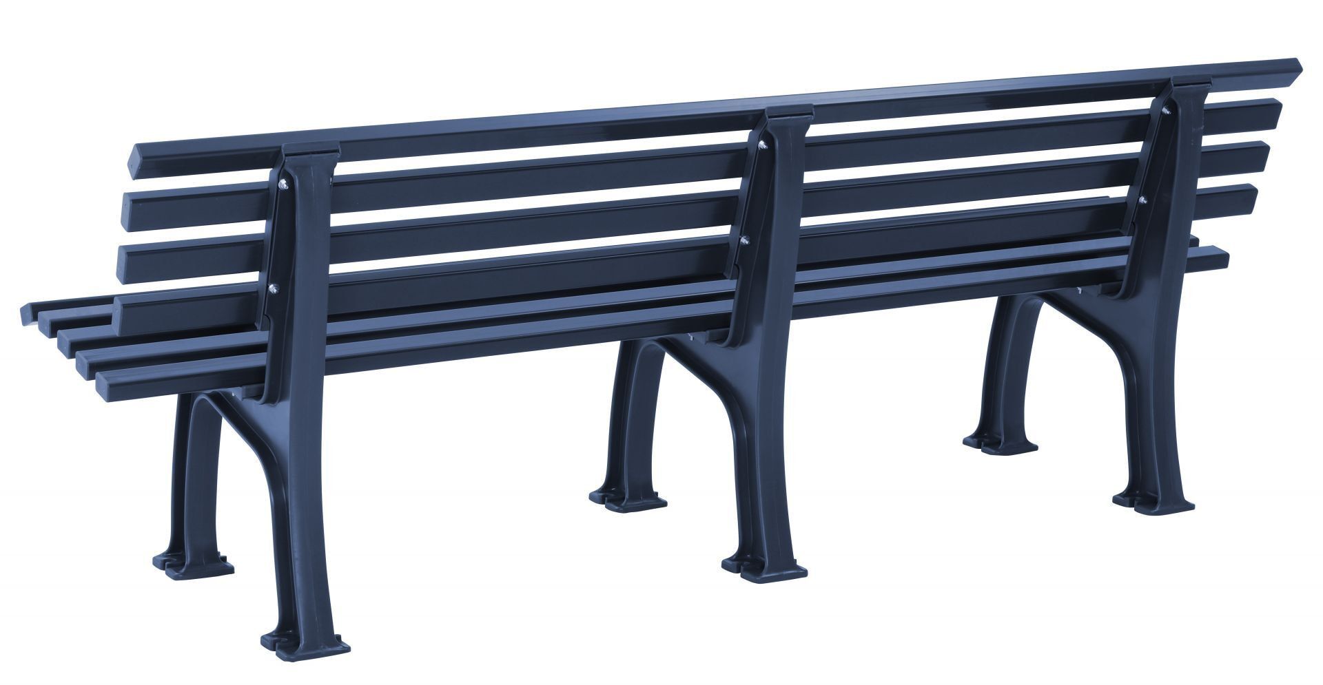 Parkbank, Gartenbank, 4-Sitzer, Kunststoff Sitzleisten, mit Rückenlehne, 740 x 2.000 x 540 mm (HxBxT), Farbe blau