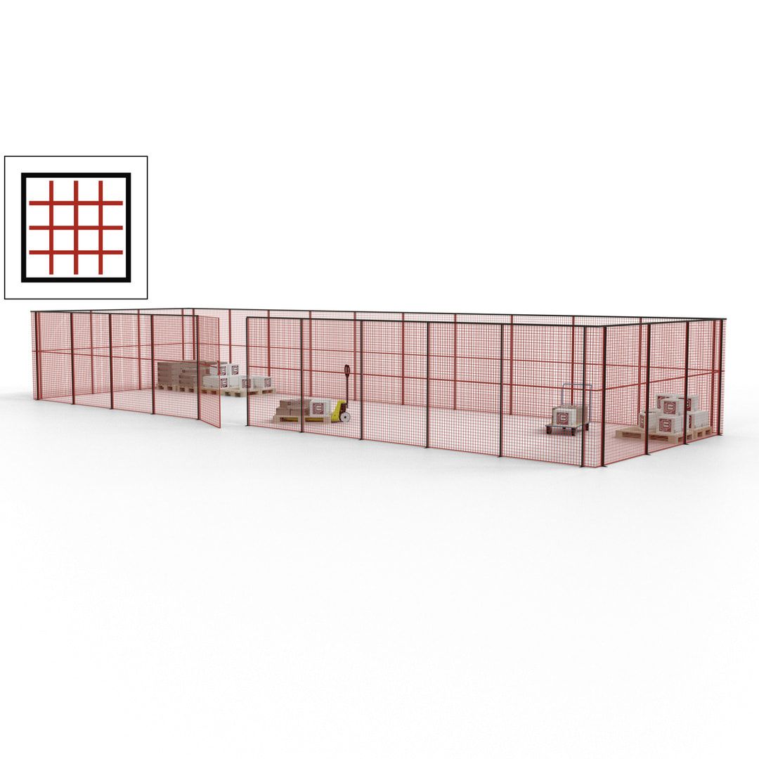 Maschinen Schutzgitter - Hallentrennwand - Sicherheitszaun - Tür - 39 m - 2.200 x 15.400 x 4.900 mm (HxBxT) - enzianblau
