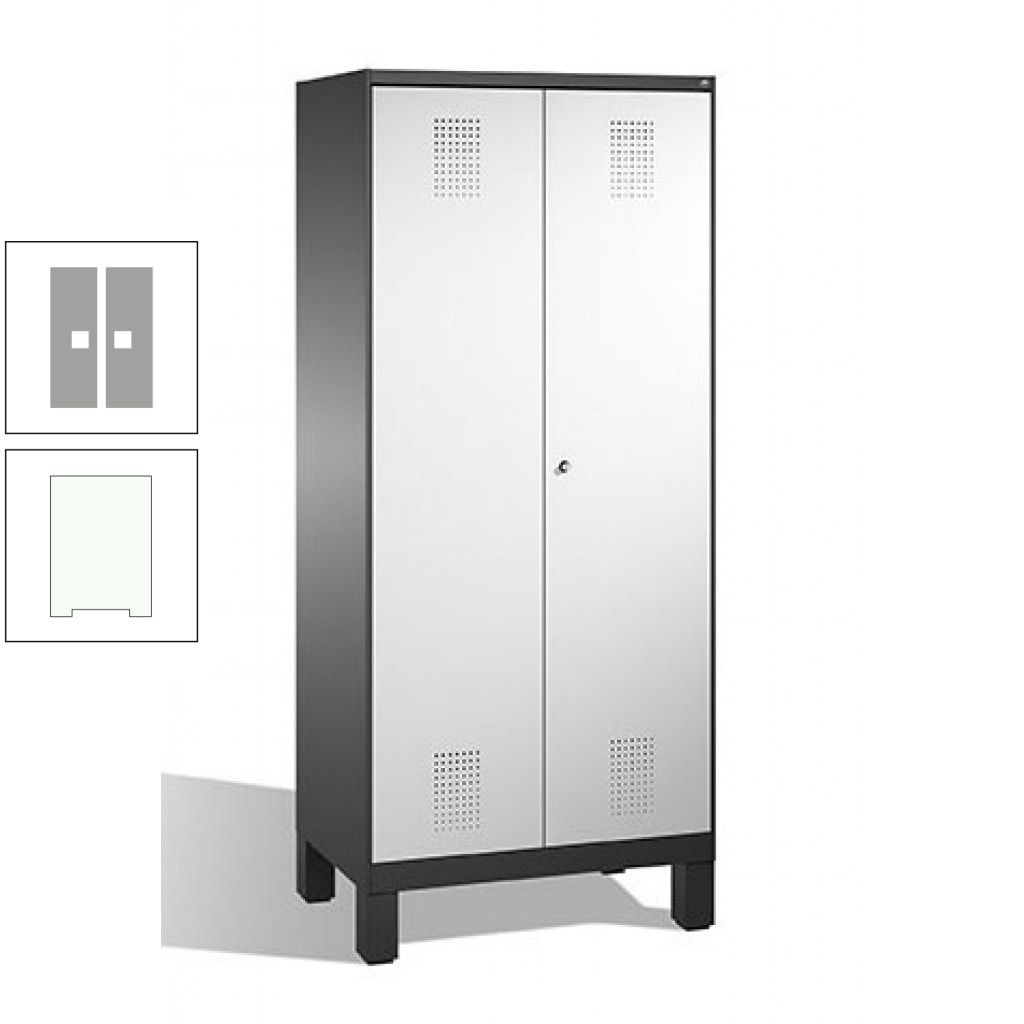 Mehrzweckschrank, Doppeltüren, auf Füßen, 2 Abteile a 400 mm, Korpus anthrazitgrau, Tür anthrazitgrau, 1.850 x 800 x 500 mm (HxBxT)
