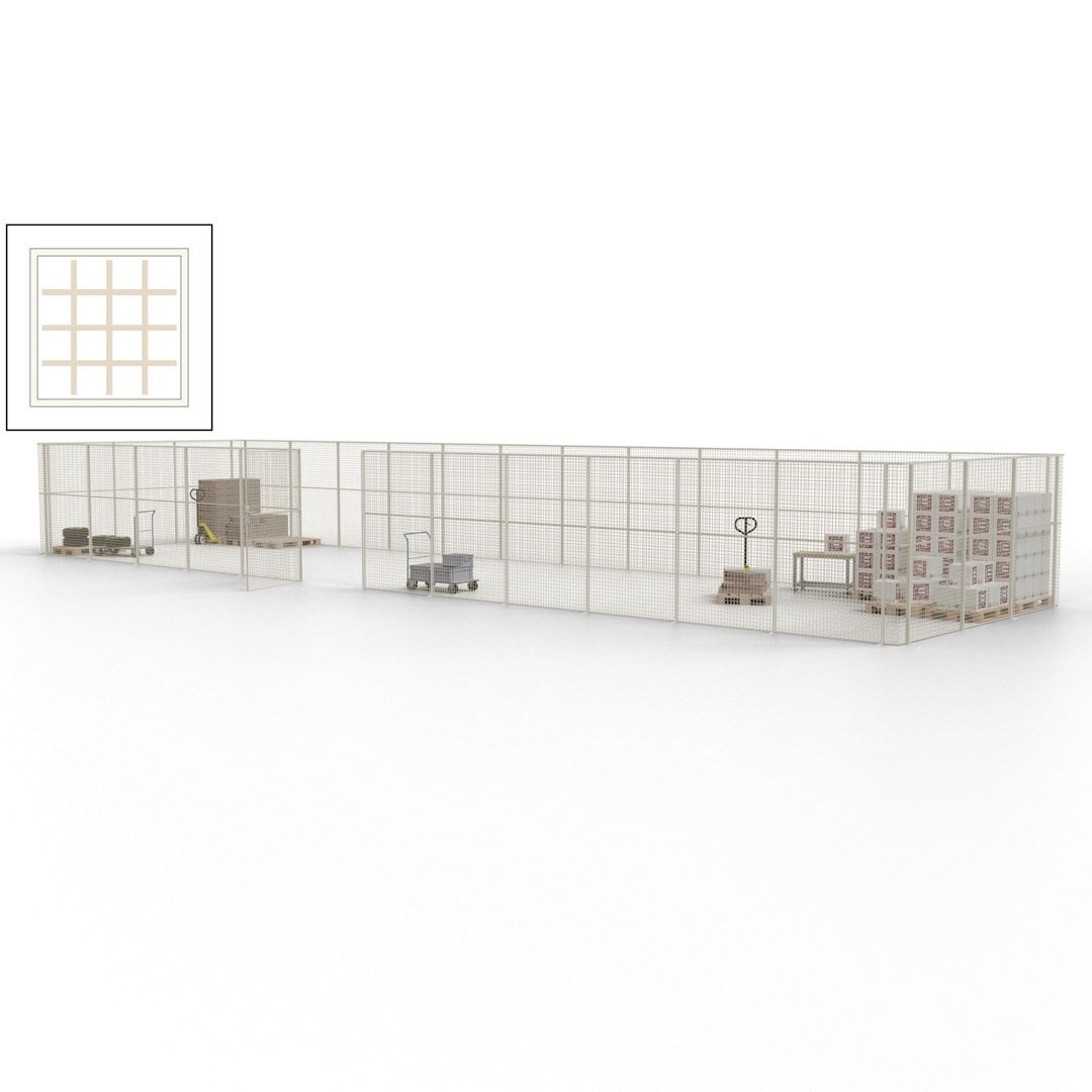 Maschinen Schutzgitter - Hallentrennwand - Sicherheitszaun - Tür - 45 m - 2.200 x 18.400 x 4.900 mm (HxBxT) - enzianblau