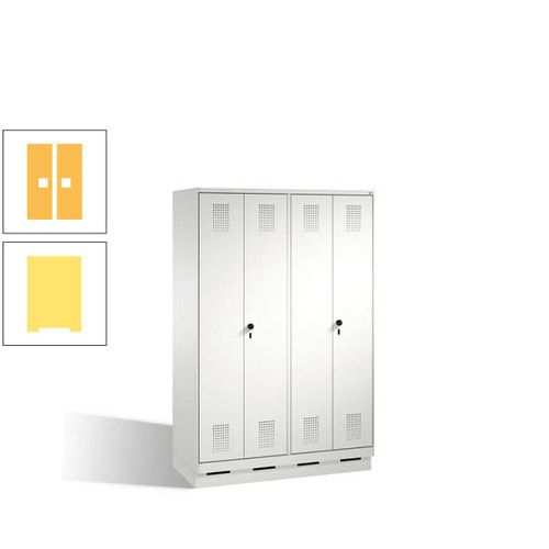 Doppel-Spind, Doppeltüren, Garderobenschrank mit Sockel, 4 Abteile a 300 mm, Korpus anthrazitgrau, Tür anthrazitgrau, 1.800 x 1.200 x 500 mm (HxBxT)