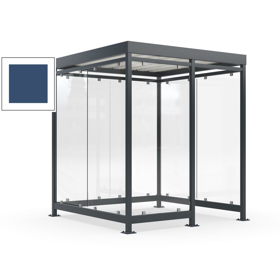 Raucherunterstand, Bushaltestelle, 7 Wände, 6-7 Personen, 2.510 x 2.165 x 2.165 mm (HxBxT), Farbe Achatgrau