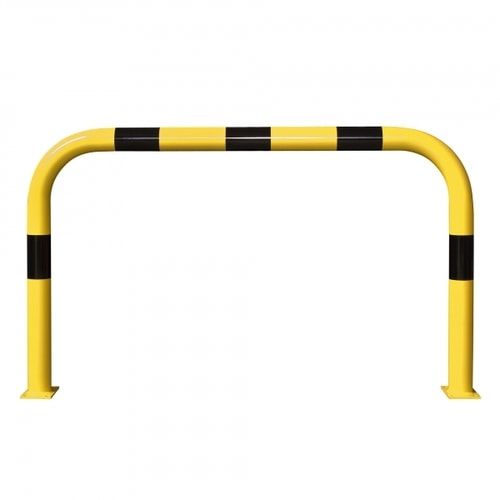 Extra starker Rammschutz-Bügel, Outdoor, Anfahrschutz aus Gütestahl, 1.200 mm Höhe, 1.000 mm Breite, feuerverzinkt und gelb kunststoffbeschichtet