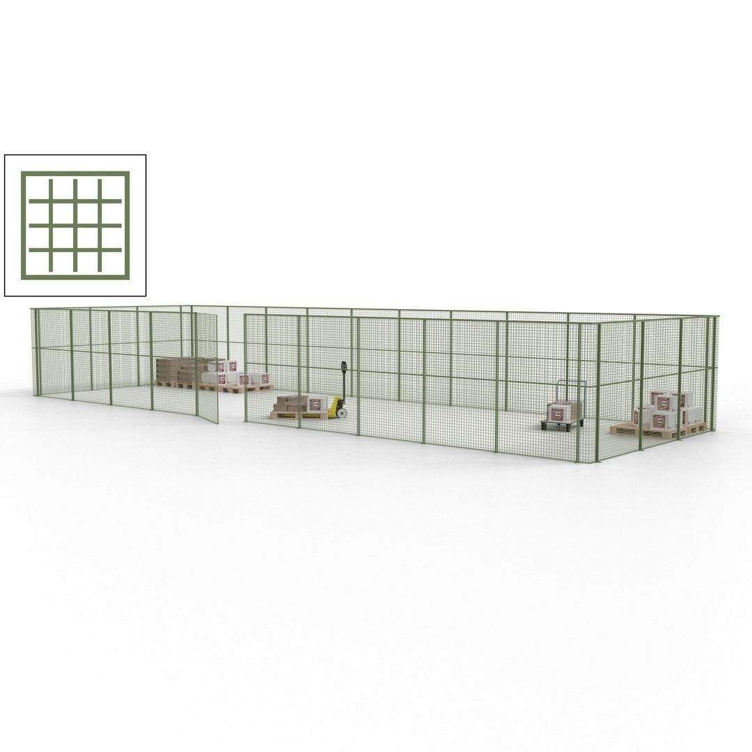 Maschinen Schutzgitter - Hallentrennwand - Sicherheitszaun - Tür - 39 m - 2.200 x 15.400 x 4.900 mm (HxBxT) - enzianblau