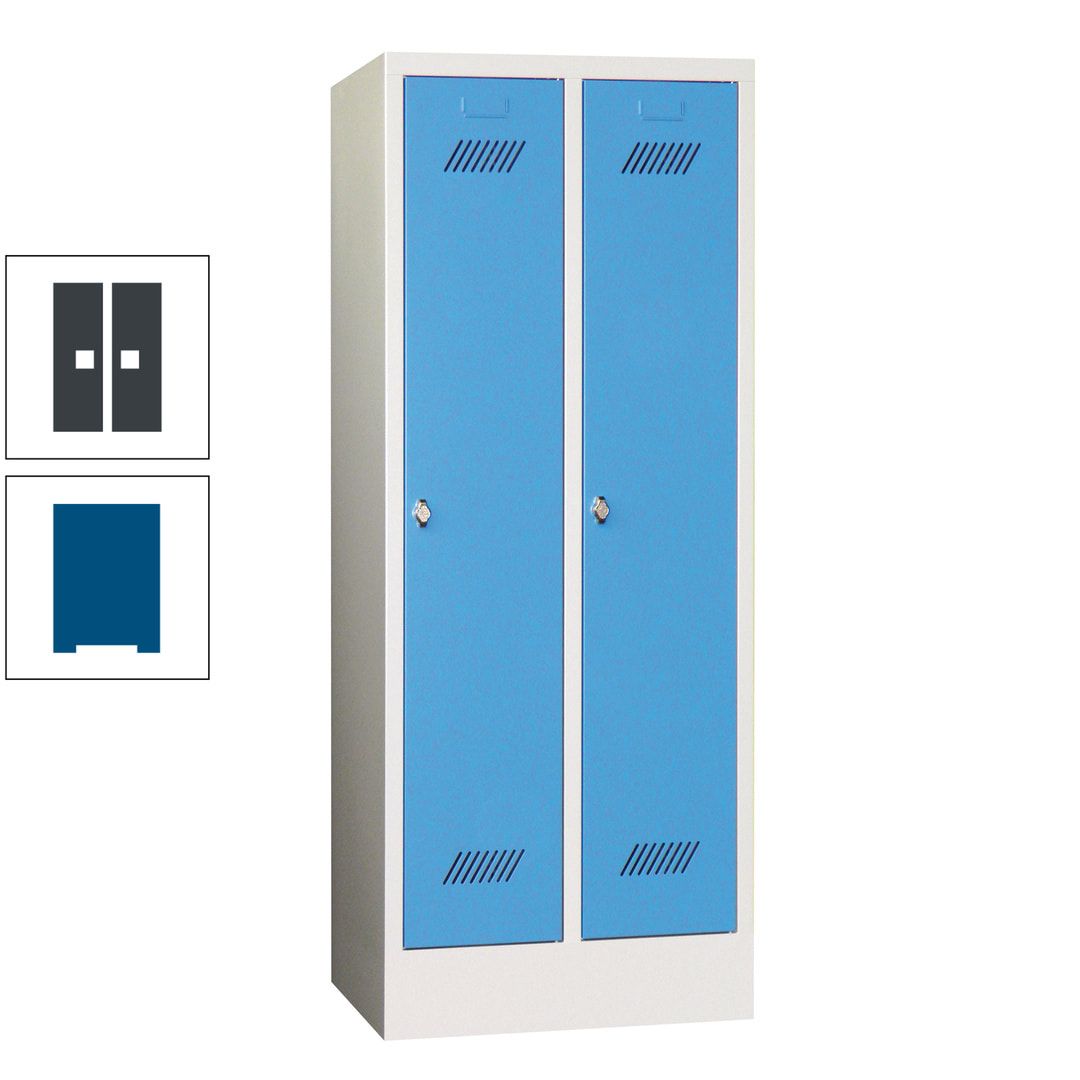 Spindschrank f. Schulen - mit Sockel - Höhe 1.600 mm - 2 Abteile a 300 mm - Drehriegel - anthrazitgrau