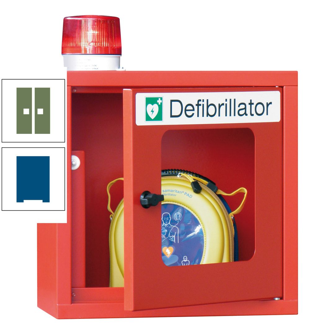 Defibrillatorenschrank mit akustischem und optischem Alarm - 490 x 400 x 200 mm (HxBxT) - Sichtfenster - anthrazitgrau